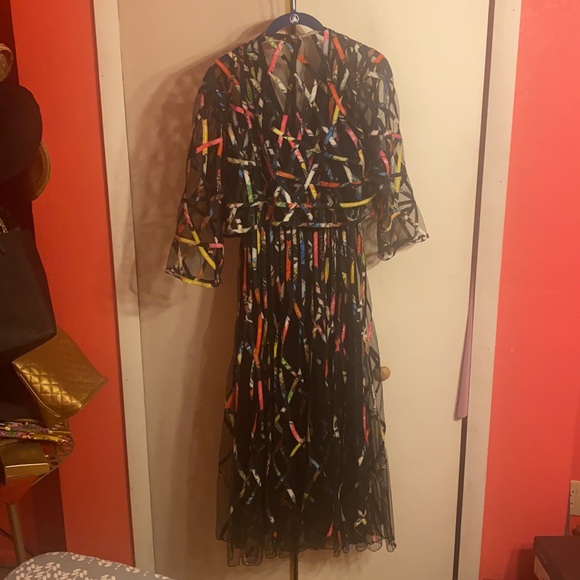 Black & Multicolor dress, with upper-body layer piece - Picture 2 of 4